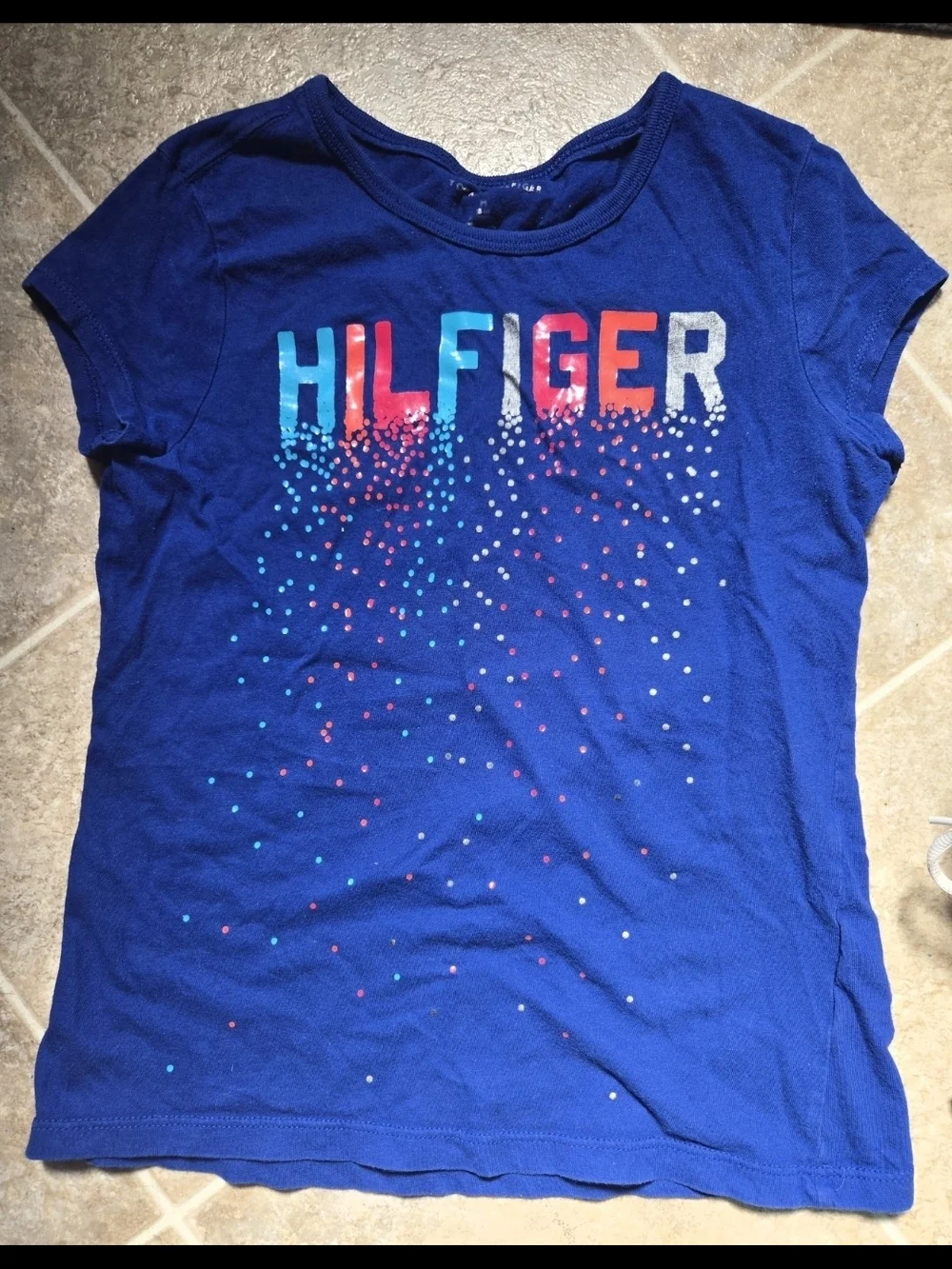 Tommy Hilfiger Kids Graphic Blue Tee Shirt-Size M 8/10  EUC
